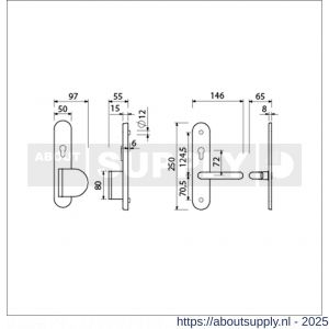 Ami VHB 250/15 KT senioren veiligheidslangschild SKG*** kerntrekbeveiliging Archi Design ovaal omkeer VHB 250/50/1 KT 72 omkeer deurduwer 90/83 links en deurkruk 356 Irox deurdikte 38-42 mm - S10901127 - afbeelding 3