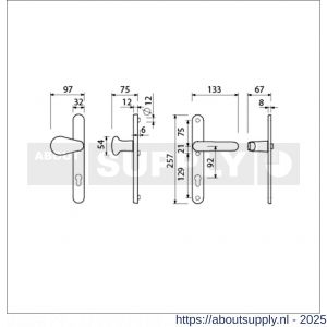 Ami VHB 257/32/2-173-378 veiligheids Rotaveer kruk-kruk smalschildgarnituur SKG** Archi Design ovaal VHB knop 173 Rota 257/32/2 profielcilinder PC 92 Irox en deurkruk 378 Rota 257/32/2 profielcilinder PC 92 deurdikte 53-57 mm - S10901610 - afbeelding 5