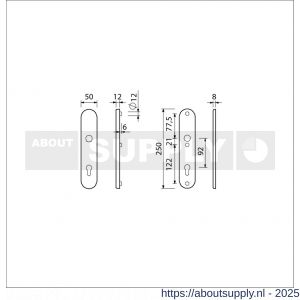 Ami VHB 250/50/1 veiligheidslangschild SKG*** ovaal VHB 250/50/1 buiten en binnen F1 profielcilinder PC 92 met 3 schroeven M6x75 mm RVS - S10900919 - afbeelding 5