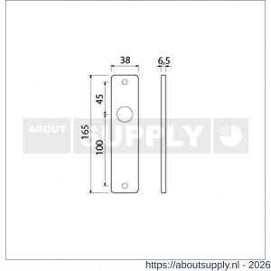 Ami 165/4 RH knopkortschild aluminium rondhoek knop 160/40 vast kortschild 165/4 RH blind F2 - S10900708 - afbeelding 2