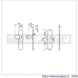 Ami VHB 250/50/1-145 veiligheidsvoordeur-knoplangschildgarnituur SKG*** ovaal VHB 250/50/1 profielcilinder PC 72 Varo knop 145 en zonder deurkruk F1 deurdikte 38-42 mm - S10901044 - afbeelding 6