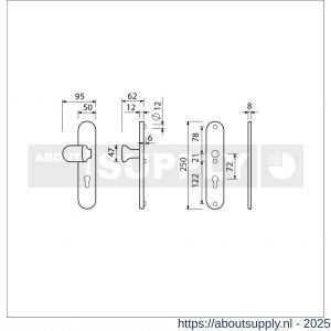 Ami VHB 250/50/1-145 veiligheidsvoordeur-knoplangschildgarnituur SKG*** ovaal VHB 250/50/1 profielcilinder PC 72 Varo knop 145 en zonder deurkruk F1 deurdikte 53-57 mm - S10901046 - afbeelding 6