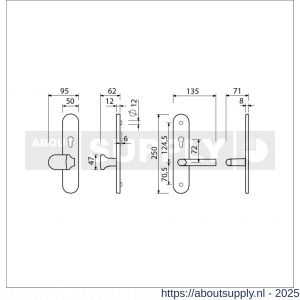 Ami VHB 250/50/1-145 senioren veiligheidsvoordeur-knoplangschildgarnituur SKG** ovaal omkeer VHB 250/50/1 profielcilinder PC 72 omkeer Varo knop 145 en deurkruk 369 F1 deurdikte 38-42 mm 2G - S10900858 - afbeelding 5