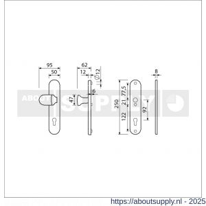 Ami VHB 250/50/1-145 veiligheidsvoordeur-knoplangschildgarnituur SKG*** ovaal VHB 250/50/1 profielcilinder PC 92 Varo knop 145 en zonder deurkruk F1 deurdikte 53-57 mm - S10901048 - afbeelding 6