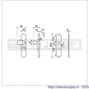 Ami VHB 250/15-145 KT veiligheids knop-kruk langschildgarnituur SKG*** kerntrekbeveiliging ovaal VHB 250/50/15 KT 55 knop 145 en zonder deurkruk profielcilinder PC 55 F1 deurdikte 53-57 mm - S10901250 - afbeelding 4