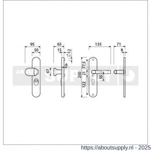 Ami VHB 250/15-145 KT veiligheids knop-kruk langschildgarnituur SKG*** kerntrekbeveiliging ovaal VHB 250/50/15 KT 55 knop 145 deurkruk 369 profielcilinder PC 55 F1 deurdikte 53-57 mm - S10901249 - afbeelding 5