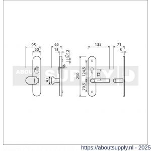 Ami VHB 250/15-145 KT senioren veiligheids knop-kruk langschildgarnituur SKG*** kerntrekbeveiliging ovaal omkeer VHB 250/50/15 KT 72 omkeer knop 145 en deurkruk 369 F1 deurdikte 53-57 mm 2G - S10901261 - afbeelding 5