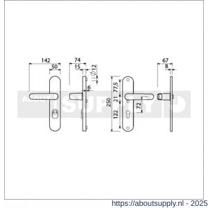 Ami VHB 250/15-378 KT veiligheids Rotaveer kruk-kruk langschildgarnituur SKG*** kerntrekbeveiliging ovaal VHB 378 Rota 250/50/15 KT 72 en profielcilinder PC 72 F1 deurdikte 38-42 mm - S10901199 - afbeelding 5