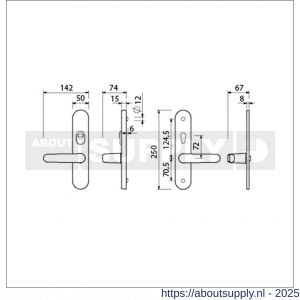 Ami VHB 250/15-378 KT senioren veiligheids Rotaveer kruk-kruk langschildgarnituur SKG*** kerntrekbeveiliging ovaal omkeer VHB 378 Rota250/50/15 KT 72 omkeer en profielcilinder PC 72 omkeer F1 deurdikte 38-42 mm - S10901204 - afbeelding 5