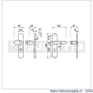 Ami VHB 250/15-145-378 KT veiligheids Rotaveer knop-kruk langschildgarnituur SKG*** kerntrekbeveiliging ovaal VHB knop 145 250/50/15 KT 72 binnen profielcilinder PC 72 en deurkruk 378 Rota F1 deurdikte 53-57 mm - S10901244 - afbeelding 5