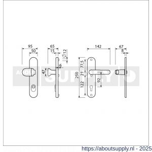 Ami VHB 250/15-145-378 KT veiligheids Rotaveer knop-kruk langschildgarnituur SKG*** kerntrekbeveiliging ovaal VHB knop 145 250/50/15 KT 92 binnen profielcilinder PC 92 en deurkruk 378 Rota F1 deurdikte 38-42 mm - S10901245 - afbeelding 5