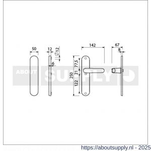 Ami VHB 250/50/1-378 veiligheids Rotaveer kruk-kruk langschildgarnituur SKG*** ovaal VHB 250/50/1 geheel blind 250/50/1 blind deurkruk 378 Rota F1 deurdikte 53-57 mm - S10901221 - afbeelding 5