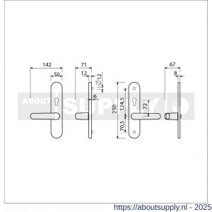Ami VHB 250/50/1-378 senioren veiligheids Rotaveer kruk-kruk langschildgarnituur SKG** ovaal omkeer VHB deurkruk 378 Rota 250/50/1 profielcilinder PC 72 omkeer F1 en deurkruk 378 Rota profielcilinder PC 72 omkeer deurdikte 38-42 - S10900882 - afbeelding 5