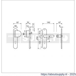 Ami VHB 250/50/1-90/83-378 veiligheids Rotaveer duwer-kruk langschildgarnituur SKG*** ovaal VHB 250/50/1 profielcilinder PC 72 deurduwer 90/83 rechts en deurkruk 378 Rota deurdikte 53-57 mm F1 - S10900959 - afbeelding 5