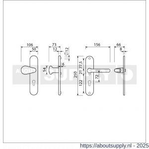 Ami VHB 250/50/1-173-386 veiligheids Rotaveer knop-kruk langschildgarnituur SKG*** ovaal VHB knop 173 250/50/1 buiten en binnen profielcilinder PC 72 deurkruk 386 Rota F1 deurdikte 38-42 mm - S10901294 - afbeelding 5