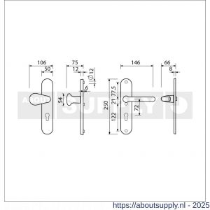 Ami VHB 250/15-173-386 KT veiligheids Rotaveer kruk-kruk langschildgarnituur SKG*** kerntrekbeveiliging VHB 173/386 Rota 250/50/1 buiten en binnen profielcilinder PC 72 F1 deurdikte 53-57 mm - S10901315 - afbeelding 5