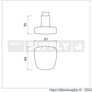 Ami 165/75 knopkruk aluminium deurdikte 38-42 mm zwart RAL 9005 structuur finish - S10900407 - afbeelding 5