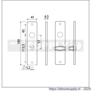 Ami 180/41 RH kortschild aluminium rondhoek toilet- en badkamersluiting WC 5/57 mm zwart RAL 9005 structuur finish - S10900586 - afbeelding 6
