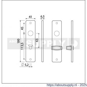 Ami 180/41 RH kortschild aluminium rondhoek toilet- en badkamersluiting WC 8/63 mm zwart RAL 9005 structuur finish - S10900588 - afbeelding 6