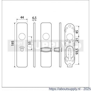 Ami 185/44 Klik kortschild aluminium toilet- en badkamersluiting WC 8/55 mm zwart RAL 9005 structuur finish toilet- en badkamersluiting WC knop Ami groot - S10900610 - afbeelding 6