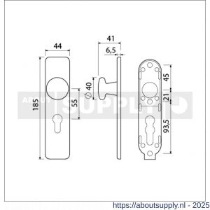 Ami 185/44 Klik knopkortschild aluminium knop 160/40 vast kortschild 185/44 Klik profielcilinder PC 55 zwart RAL 9005 structuur finish - S10900742 - afbeelding 5