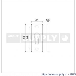 Ami 4 RH cilinderrozet aluminium rechthoek sleutelgat SLG zwart - S10900461 - afbeelding 6