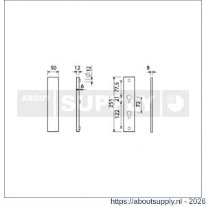Ami VHB 251/50 veiligheidslangschild SKG*** VHB 251/50 buiten geheel blind binnen profielcilinder PC 72 F2 deurdikte 38-42 mm - S10901442 - afbeelding 5