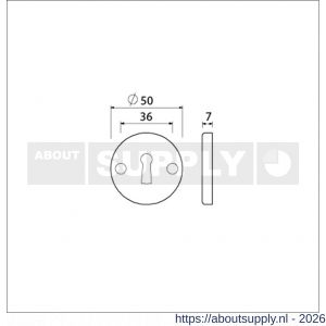 Ami 3 RH rond sleutelrozet aluminium rondhoek rond sleutelgat SLG F1 - S10900478 - afbeelding 2