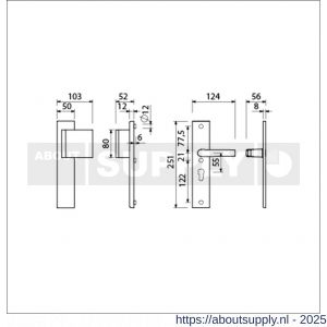 Ami VHB 251/50-90/80 veiligheidsvoordeur-duwerlangschildgarnituur SKG*** VHB 251/50 blind deurduwer 90/80 rechts F1 profielcilinder PC 55 en deurkruk 332 deurdikte 38-42 mm - S10900965 - afbeelding 5