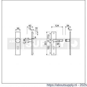 Ami VHB 251/50-169/50 veiligheidsvoordeur-knoplangschildgarnituur SKG*** VHB 251/50 knop 169/50 buiten en binnen profielcilinder PC 72 en zonder deurkruk F1 deurdikte 38-42 mm - S10901074 - afbeelding 5