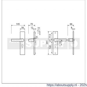 Ami VHB 251/50-379 veiligheids Rotaveer kruk-kruk langschildgarnituur SKG*** VHB deurkruk 379 Rota 251/50 profielcilinder PC 55 F1 en deurkruk 379 Rota 251/50 profielcilinder PC 55 deurdikte 38-42 mm - S10900928 - afbeelding 5