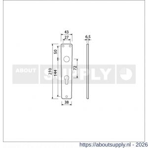 Ami 218/3 RH langschild aluminium rondhoek profielcilinder PC 72 F2 - S10900664 - afbeelding 2