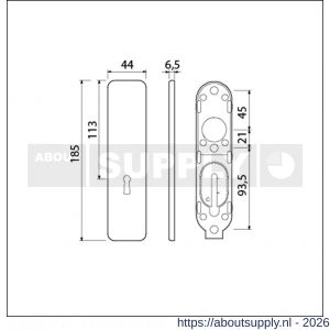 Ami 185/44 Klik kortschild aluminium zonder krukgat sleutelgat SLG 56 zwart RAL 9005 structuur finish - S10900608 - afbeelding 2