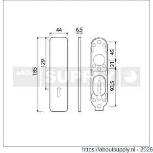 Ami 185/44 Klik kortschild aluminium zonder krukgat sleutelgat SLG 72 F1 - S10901735 - afbeelding 2
