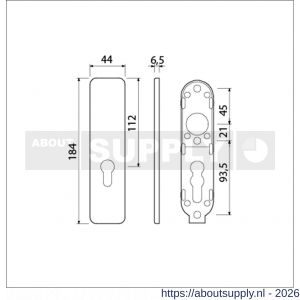 Ami 185/44 Klik kortschild aluminium zonder krukgat profielcilinder PC 55 F1 - S10900596 - afbeelding 2