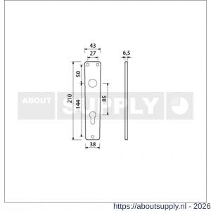 Ami 218/3 RH langschild aluminium rondhoek profielcilinder PC 85 F2 - S10900665 - afbeelding 2