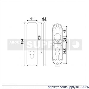 Ami 185/44 Klik kortschild aluminium zonder krukgat profielcilinder PC 72 F1 - S10900597 - afbeelding 2