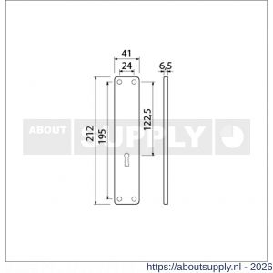 Ami 212/41 RH langschild aluminium rondhoek zonder krukgat sleutelgat SLG 56 F1 - S10900635 - afbeelding 2