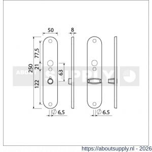 Ami 250/50/8/1 langschild aluminium toilet- en badkamersluiting WC 8x63 mm F1 R6,5/R7,3 - S10900679 - afbeelding 2