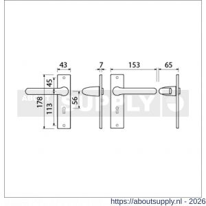 Ami KS 178/43-386 kruk-kruk garnituur deurkruk 386 Rota kortschild 178/43 sleutelgat SLG 56 F1 deurdikte 38-42 mm - S10900112 - afbeelding 2