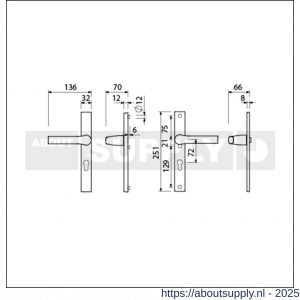 Ami VHB 251/32-379 veiligheids Rotaveer kruk-kruk smalschildgarnituur SKG** VHB deurkruk 379 Rota 251/32 profielcilinder PC 72 F1 en deurkruk 379 Rota 251/32 profielcilinder PC 72 deurdikte 53-57 mm - S10900890 - afbeelding 5
