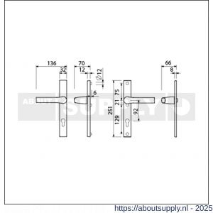 Ami VHB 251/32-379 veiligheids Rotaveer kruk-kruk smalschildgarnituur SKG** VHB deurkruk 379 Rota 251/32 profielcilinder PC 92 F1 en deurkruk 379 Rota 251/32 profielcilinder PC 92 deurdikte 53-57 mm - S10900891 - afbeelding 5