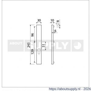 Ami 245/30 smalschild aluminium zonder krukgat profielcilinder PC 72 M5 F1 - S10900779 - afbeelding 2