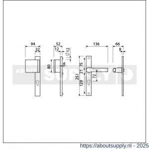 Ami VHB 251/32-90/80-379 veiligheids Rotaveer duwer-kruk smalschildgarnituur SKG** VHB 251/32 profielcilinder PC 72 deurduwer 90/80 links F1 en deurkruk 379 Rota 251/32 profielcilinder PC 72 deurdikte 53-57 mm - S10900820 - afbeelding 5