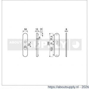 Ami VHB 250/15 KT veiligheidslangschild SKG*** kerntrekbeveiliging ovaal VHB 250/50/15 buiten kerntrek KT 55 en binnen blind F1 deurdikte 38-42 mm - S10901468 - afbeelding 2