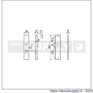 Ami VHB 250/15 KT veiligheidslangschild SKG*** kerntrekbeveiliging ovaal VHB 250/50/15 buiten kerntrek KT 72 en binnen blind F1 deurdikte 38-42 mm - S10901472 - afbeelding 2
