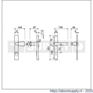 Ami VHB 251/37-166 KT veiligheids Rotaveer knop-kruk smalschildgarnituur SKG*** kerntrekbeveiliging VHB 251/37 KT 92 knop 166 rechts F1 en deurkruk 379 Rota 251/32 profielcilinder PC 92 deurdikte 53-57 mm - S10901614 - afbeelding 5