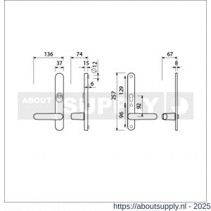 Ami VHB 257/37/2-378 KT veiligheids Rotaveer kruk-kruk smalschildgarnituur SKG*** kerntrekbeveiliging ovaal VHB deurkruk 378 Rota 257/37/2 KT 92 omkeer F1 deurdikte 53-57 mm - S10901658 - afbeelding 5