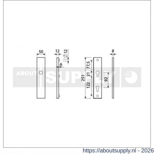 Ami VHB 251/50 veiligheidslangschild SKG*** VHB 251/50 buiten blind en binnen profielcilinder PC 92 F2 deurdikte 38-42 mm - S10901438 - afbeelding 2