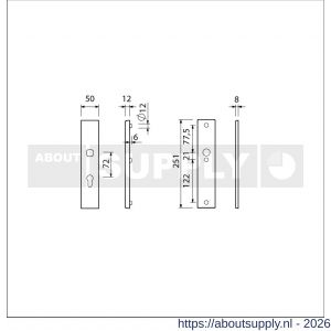 Ami VHB 251/50 veiligheidslangschild SKG*** VHB 251/50 buiten profielcilinder PC 72 en binnen blind F1 deurdikte 38-42 mm - S10901419 - afbeelding 2